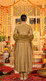 Premium Olive Gold Embroidered Straight Kurta Se