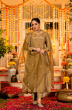 Premium Olive Gold Embroidered Straight Kurta Se