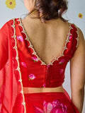 Red Organza Silk Saree Floral Embroidery With Blouse