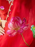 Red Organza Silk Saree Floral Embroidery With Blouse