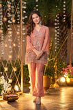 Rose Blush Chanderi Silk Embroidered Kurta Pant Set for Festive Elegance