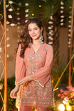 Rose Blush Chanderi Silk Embroidered Kurta Pant Set for Festive Elegance