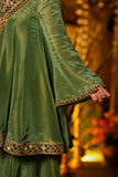 Royal Olive Green CP Vichitra Silk Embroidered Kurta Palazzo Dupatta Set