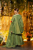 Royal Olive Green CP Vichitra Silk Embroidered Kurta Palazzo Dupatta Set
