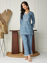 Serene Grey Co-ord Set With Embroidered