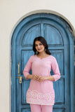 Chic Baby Pink Everyday Wear Co-Ord Set with Embroidery Designer Border Finish