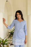 Chic Sky Blue Casual Wear Co-Ord Set with Embroidery Designer Border Finish