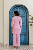 Chic Baby Pink Everyday Wear Co-Ord Set with Embroidery Designer Border Finish