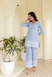 Chic Sky Blue Casual Wear Co-Ord Set with Embroidery Designer Border Finish