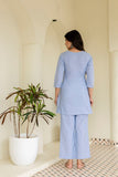 Chic Sky Blue Casual Wear Co-Ord Set with Embroidery Designer Border Finish