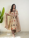 Classic Kalamkari Print Kurta Pant Dupatta Set