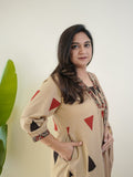 Classic Kalamkari Print Kurta Pant Dupatta Set