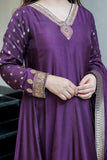 Graceful Purple Wedding Wear Anarkali Set with Heavy Embroidery & Zari Weaving