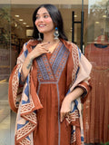 Designer Cotton Suit Set with Handwork Neck & Buti Prints