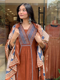 Designer Cotton Suit Set with Handwork Neck & Buti Prints