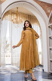 Mustard Yellow Embroidered Suit Set with dupatta with Fully Embroidery Neck