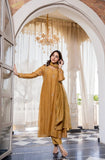 Mustard Yellow Embroidered Suit Set with dupatta with Fully Embroidery Neck