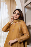 Mustard Yellow Embroidered Suit Set with dupatta with Fully Embroidery Neck