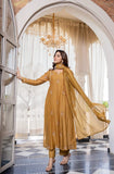 Mustard Yellow Embroidered Suit Set with dupatta with Fully Embroidery Neck