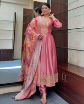 Rose Regal Anarkali Flared Kurti Pant Dupatta Set