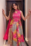 Wiora Designer Chinon Floral Wedding Kurti Set with Dupatta