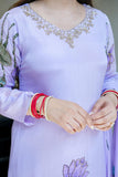 Lavender Lotus Handwork A-Line Kurta Set beautifully Hand Work