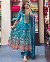 Rajasthani Anarkali Kurti Set with Latkan Lace & Mirror Work