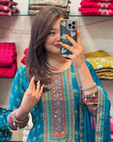 Rajasthani Anarkali Kurti Set with Latkan Lace & Mirror Work