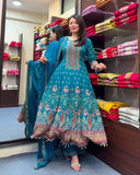 Rajasthani Anarkali Kurti Set with Latkan Lace & Mirror Work