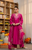 Luxury Pure Satori Silk Kurta Suit Set with Intricate Embroidery, Bottoms & Banarasi Zari Dupatta