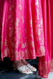 Wiora Premium Banarasi Maslin Anarkali Ensemble with Heavy Handwork Neck & Elegant Zari Flare