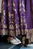 Wiora Festive Luxe Fuchsia Anarkali Suit Set in Maslin Silk with Intricate Handwork & Banarasi Weaving
