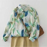 Watercolor Leaf Print Full Sleeve Shirt