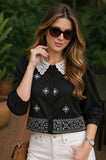 Premium Black Lace Collar Fashion Shirt