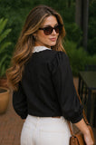 Premium Black Lace Collar Fashion Shirt