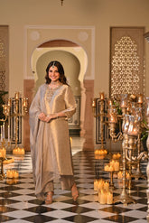 Luxury Embroidered Kanjivaram Silk Festive Kurta Pant Dupatta Set