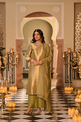 Premium Heavy Embroidered Festive Kanjivaram Silk Kurti Set