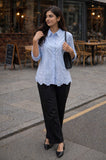 WIORA Women’s Beautiful Embroidery Shirt with Scalloped Collar for Modern Fashion