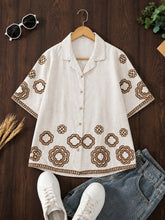 Wiora Cream Embroidered Shirt with Palm Tree Motif