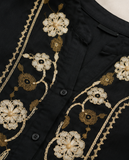 Wiora Women’s Black Floral Embroidered Collar Shirt