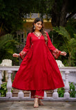 Mustard Chanderi Silk Suit Set with Embroidered Organza Dupatta