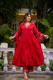 Mustard Chanderi Silk Suit Set with Embroidered Organza Dupatta