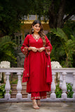 Mustard Chanderi Silk Suit Set with Embroidered Organza Dupatta