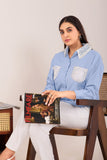 Classic Light Blue Pocket Shirt with White Lace Detailing