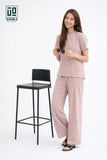 Wiora Pink Textured Co-Ord Set – Relaxed Fit Top & Wide-Leg Pants