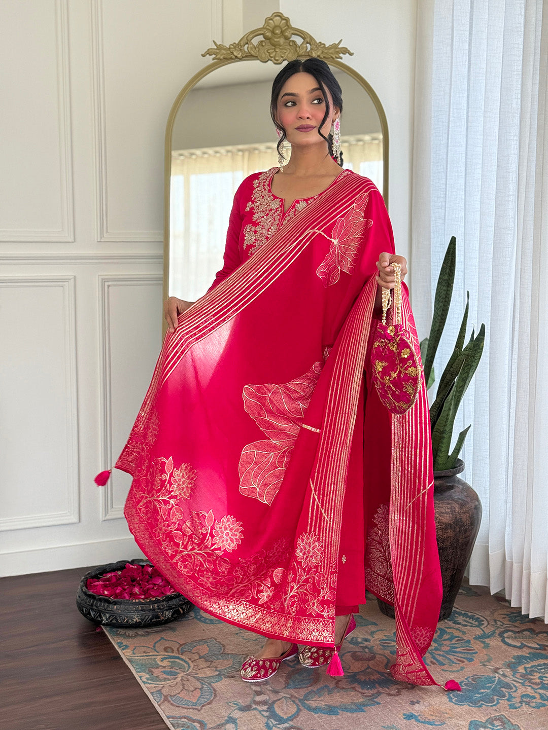 Premium Banarasi 3 piece suit Set with Heavy Embroidery & Jacquard Dupatta