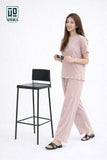 Wiora Pink Textured Co-Ord Set – Relaxed Fit Top & Wide-Leg Pants