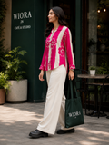 WIORA Women’s Pink & Cream Floral Printed Shirt – Stylish Full Sleeve Button-Down Casual Shirt with Contrast Collar, Bold Floral Design & Elegant Contemporary Look