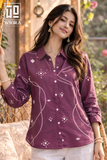 Purple Bandhani Printed Cotton Mix Shirt for Women – Elegant Casual Button-Down Top