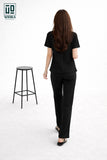 Wiora Black Textured Co-Ord Set – Relaxed Fit Top & Wide-Leg Pants